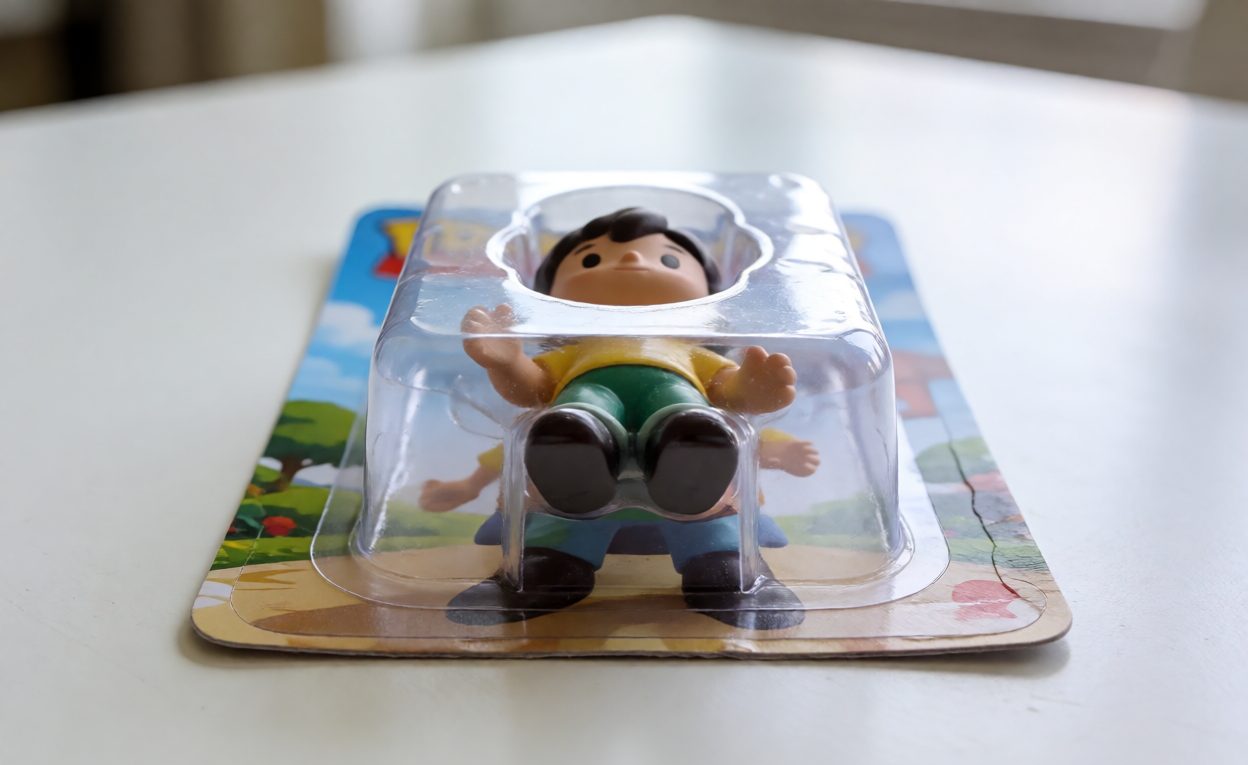 Blister Pack Construction For A Toy Unit Toy blister pack with plastic cavity and printed card backing