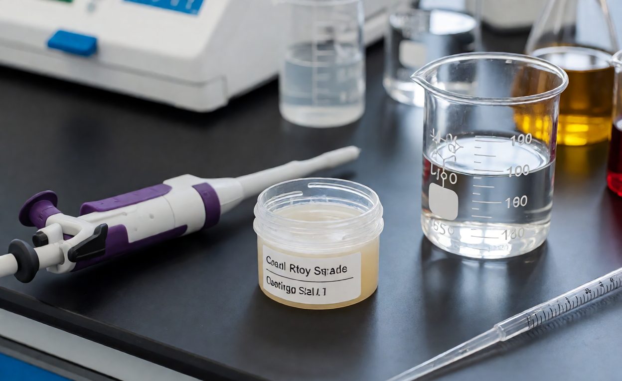 Prepared Coating Samples For Migration Testing Scraped coating samples in labelled containers prepared for laboratory analysis