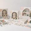 Private label toy products with retail branding arranged for a product line review